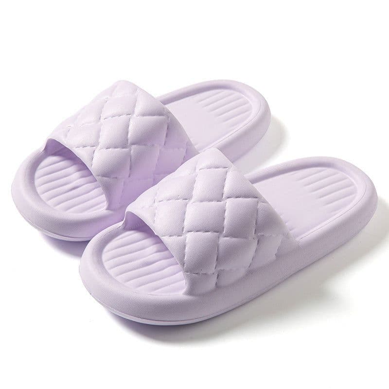 image-New Rhombus Home Slippers Summer Non-slip Floor Bathroom Slipper Lightweight Simple House Shoes For Women Men