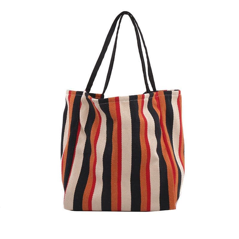 image-Color Woven Canvas Shoulder Bag For Students