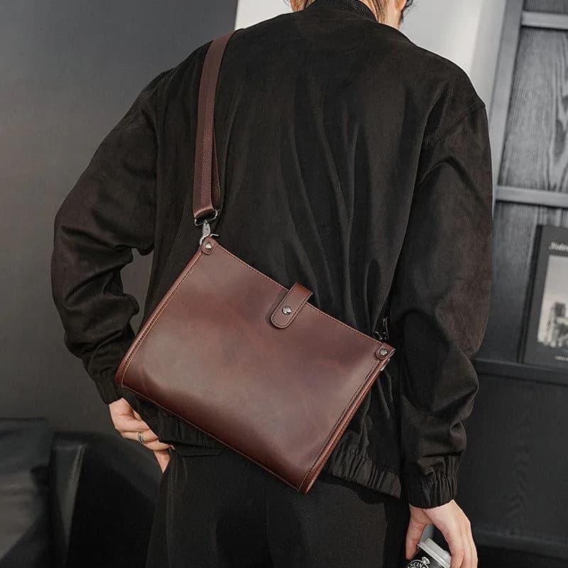 image-Men's Shoulder Messenger Bag Korean Style Casual Horizontal Retro