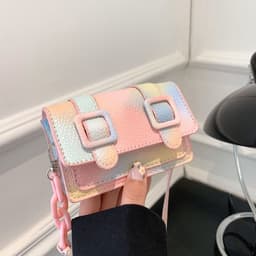 image-Fashion Color Contrast Blooming Shoulder Crossbody Small Square Bag