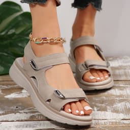 image-Casual Velcro-design Sandals Summer Comfortable Fish Mouth Sports Sandals Women Lightweight Beach Shoes