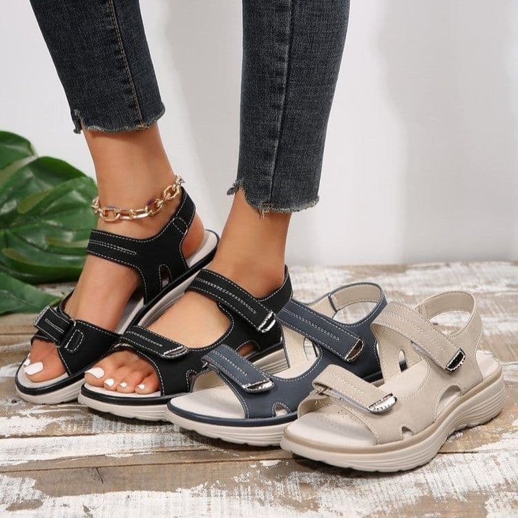 image-Casual Velcro-design Sandals Summer Comfortable Fish Mouth Sports Sandals Women Lightweight Beach Shoes