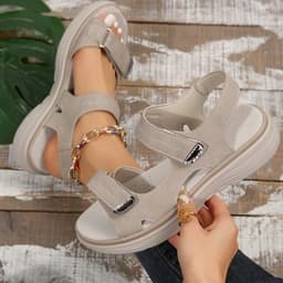 image-Casual Velcro-design Sandals Summer Comfortable Fish Mouth Sports Sandals Women Lightweight Beach Shoes