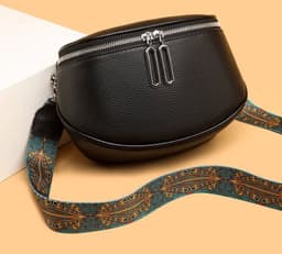 image-First Layer Cowhide Waist Bag Retro Shoulder Strap