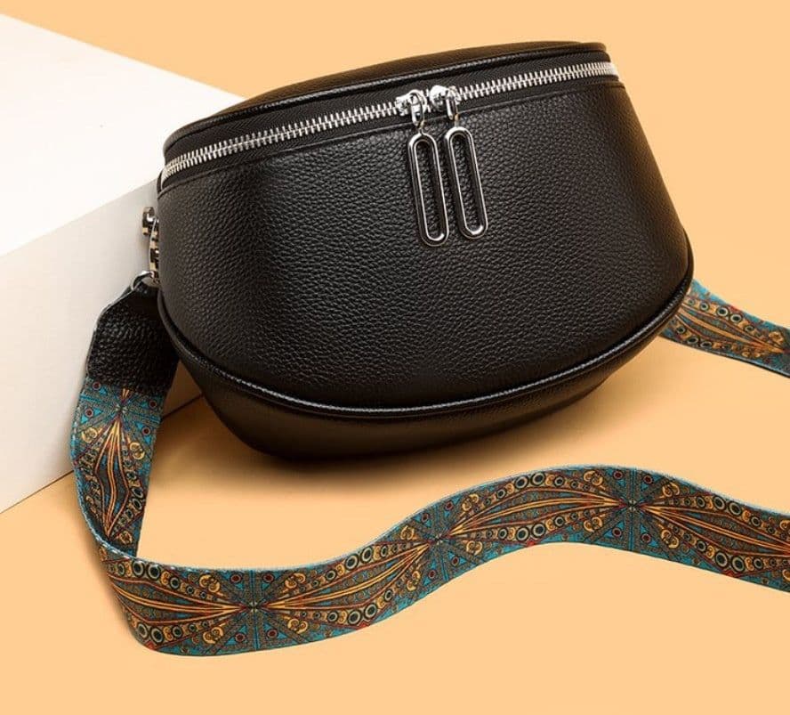 image-First Layer Cowhide Waist Bag Retro Shoulder Strap