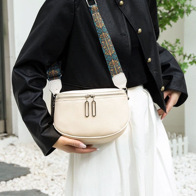 image-First Layer Cowhide Waist Bag Retro Shoulder Strap