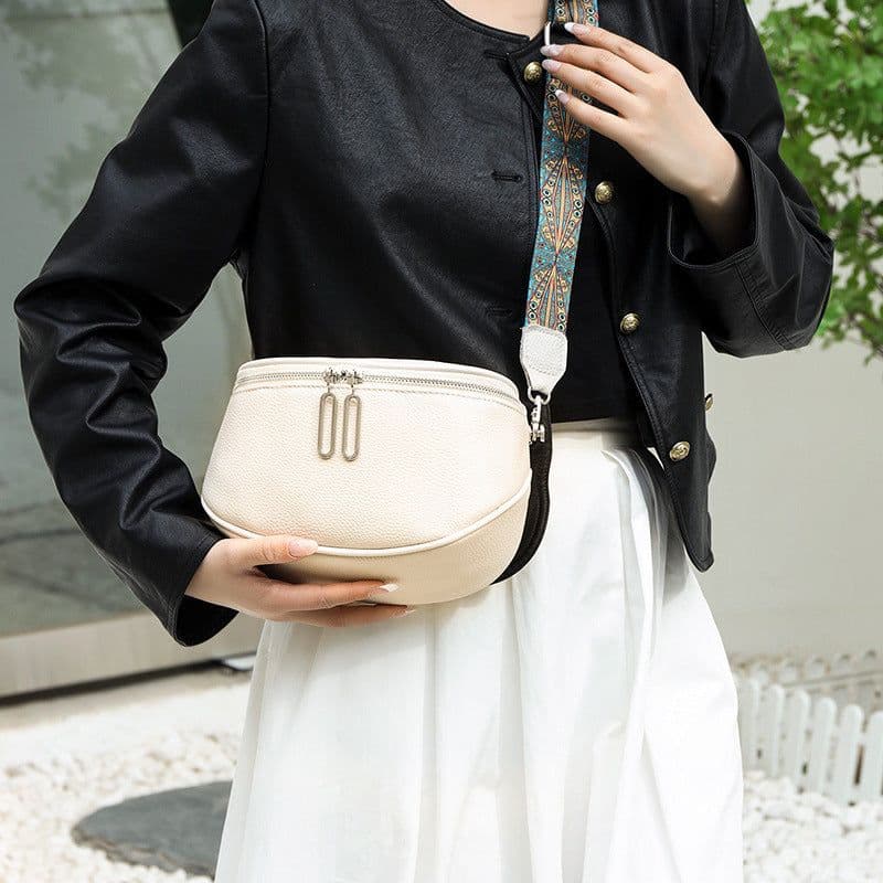 image-First Layer Cowhide Waist Bag Retro Shoulder Strap