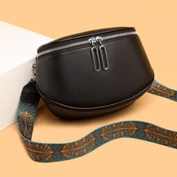 image-First Layer Cowhide Waist Bag Retro Shoulder Strap