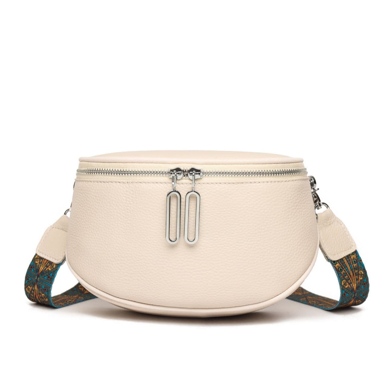 image-First Layer Cowhide Waist Bag Retro Shoulder Strap