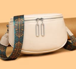 image-First Layer Cowhide Waist Bag Retro Shoulder Strap