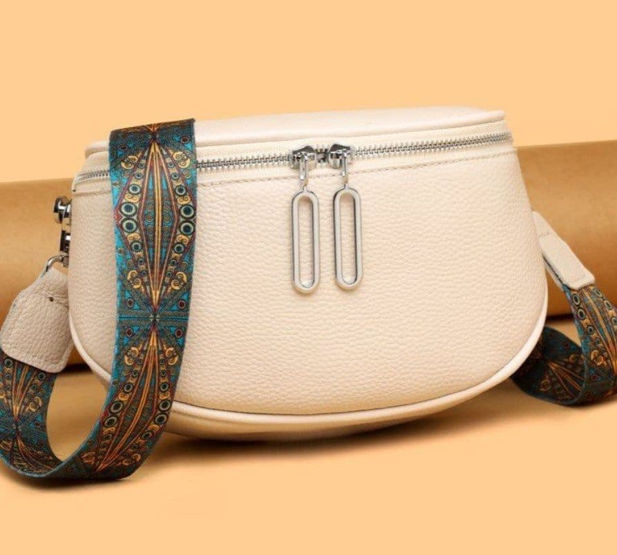 image-First Layer Cowhide Waist Bag Retro Shoulder Strap