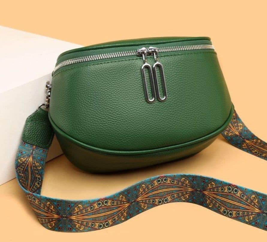 image-First Layer Cowhide Waist Bag Retro Shoulder Strap