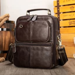 image-Men's Genuine Leather Retro Shoulder Messenger Bag