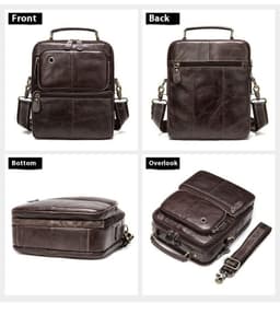 image-Men's Genuine Leather Retro Shoulder Messenger Bag