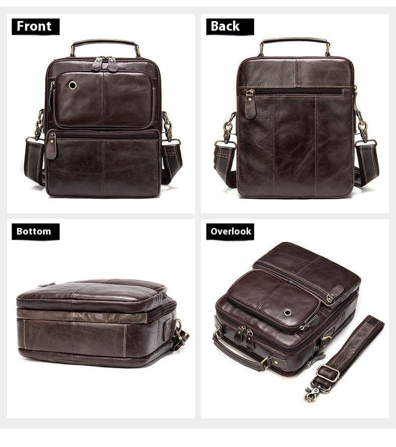 image-Men's Genuine Leather Retro Shoulder Messenger Bag