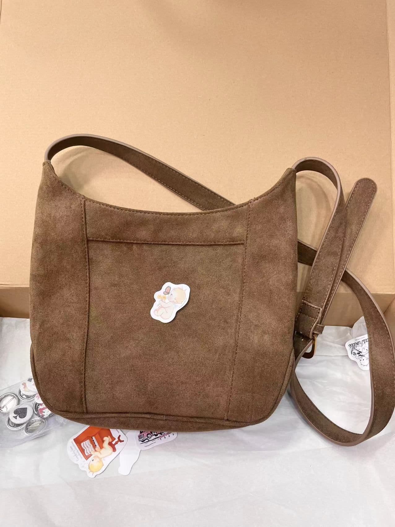 image-American Frosted Suede Single Shoulder Underarm Large Capacity Commuter Bag