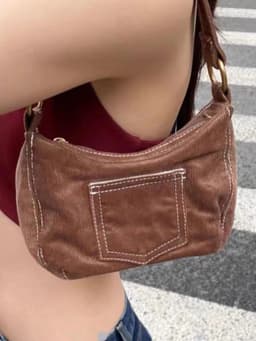 image-Women's Fashionable Simple Corduroy Shoulder Handbag