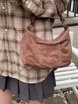 image-Women's Fashionable Simple Corduroy Shoulder Handbag
