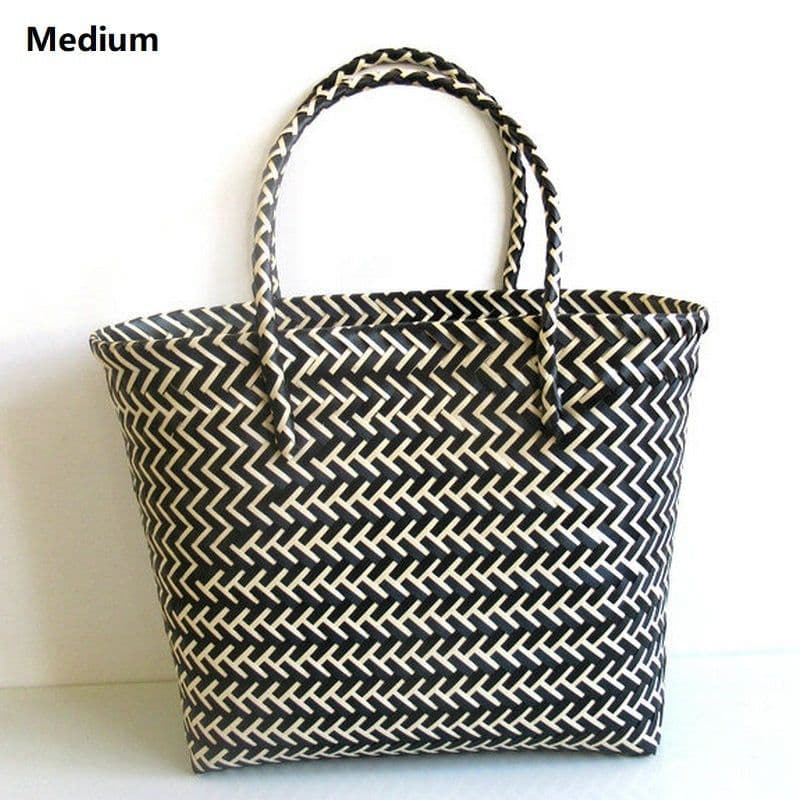 image-Woven Portable Striped Color Matching Beach Fashion Women's Bag