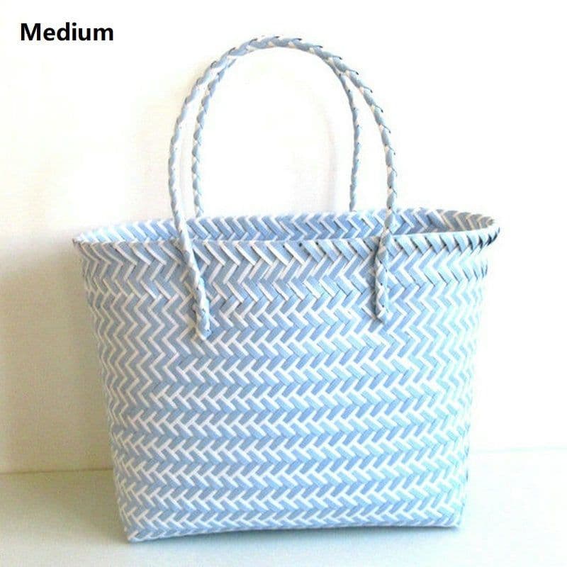 image-Woven Portable Striped Color Matching Beach Fashion Women's Bag