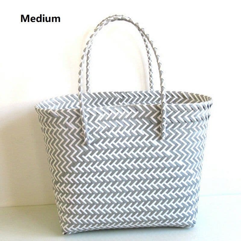 image-Woven Portable Striped Color Matching Beach Fashion Women's Bag