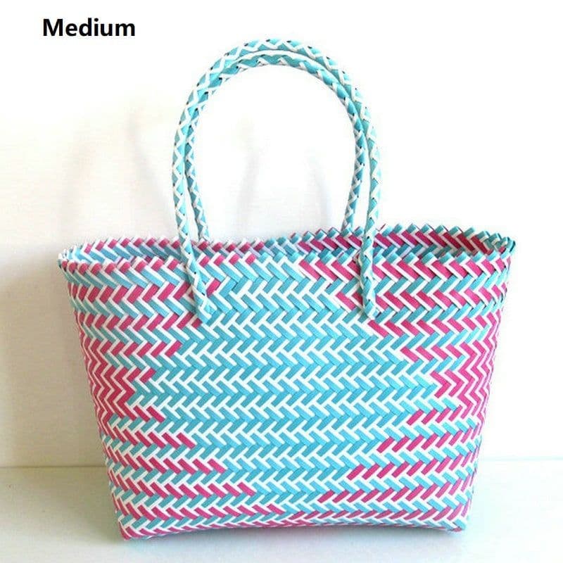 image-Woven Portable Striped Color Matching Beach Fashion Women's Bag