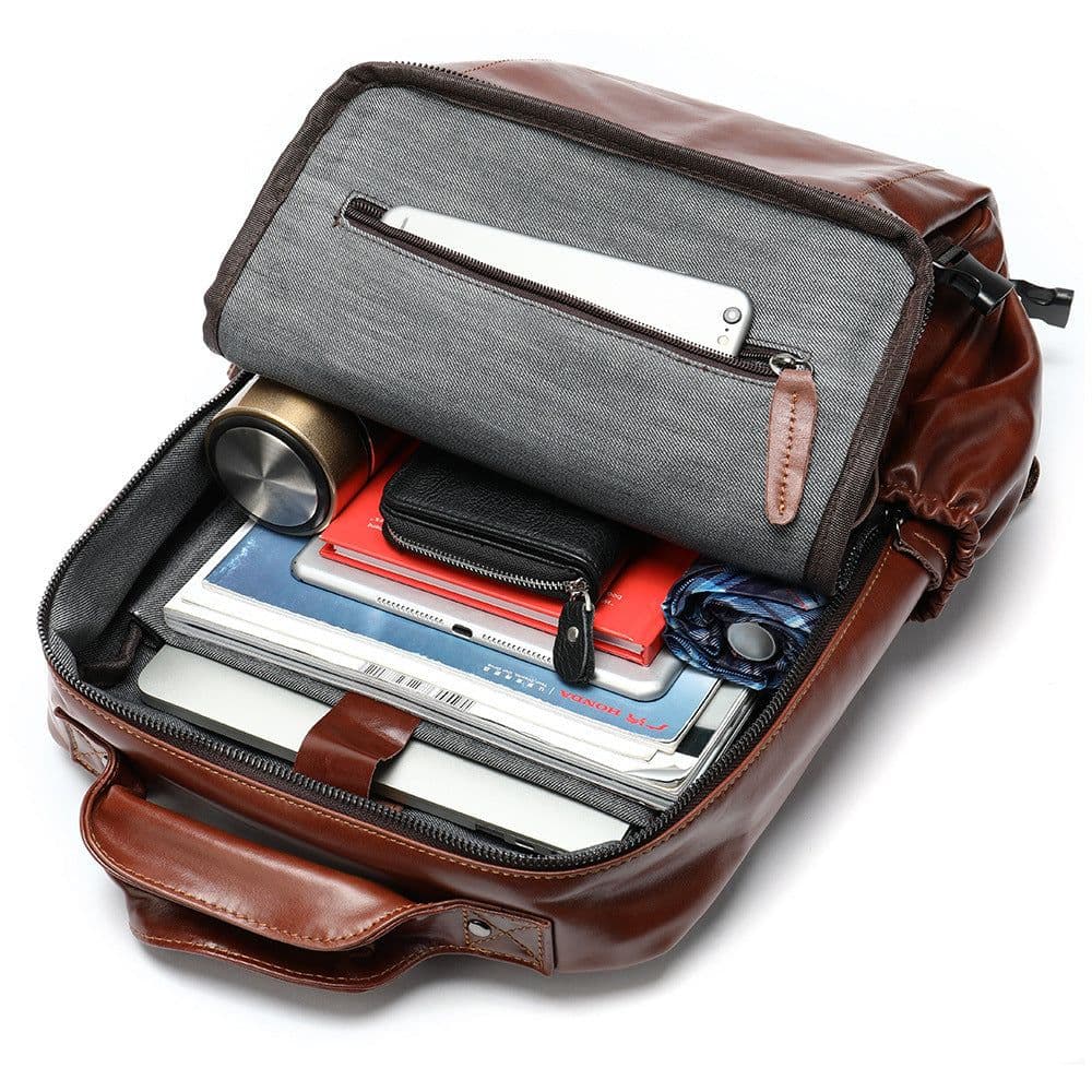 image-Men's Retro Fashion Leather Backpack
