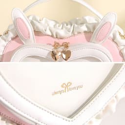 image-Rabbit Ear Peach Heart Transparent Handbag Sweet Cute Lace