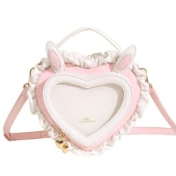 image-Rabbit Ear Peach Heart Transparent Handbag Sweet Cute Lace