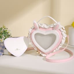 image-Rabbit Ear Peach Heart Transparent Handbag Sweet Cute Lace