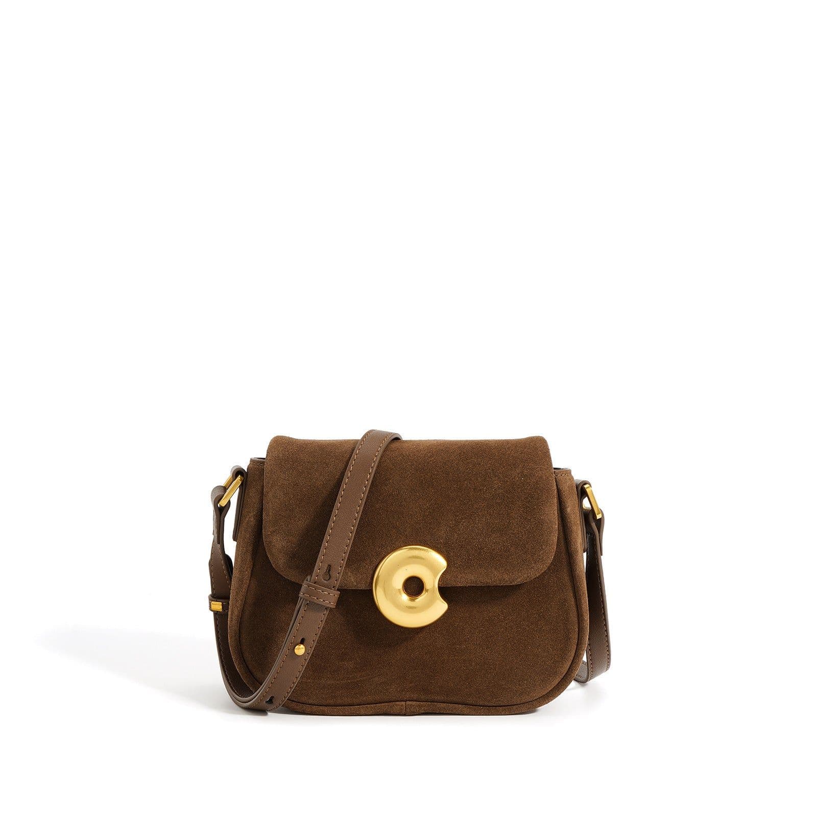 image-Fashion Retro Genuine Leather Saddle Bag Single Shoulder Crossbody Classic All-match