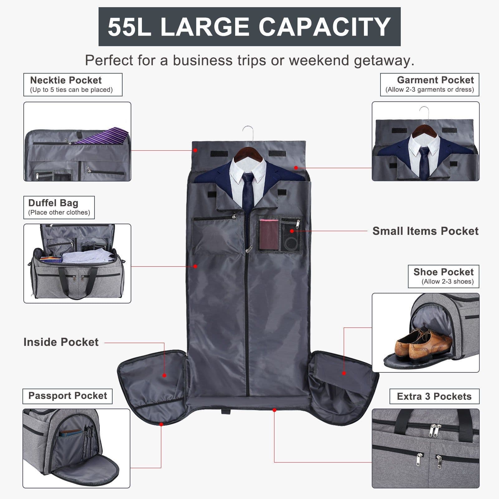 image-Fashionable Travel Bag Detachable Shoulder Strap