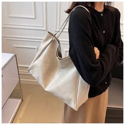 image-Women's Large Capacity Fashion Cattlehide Leather Shoulder Handbag