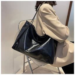 image-Women's Large Capacity Fashion Cattlehide Leather Shoulder Handbag