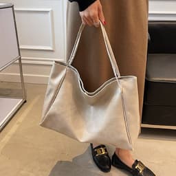 image-Women's Large Capacity Fashion Cattlehide Leather Shoulder Handbag