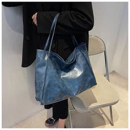 image-Women's Large Capacity Fashion Cattlehide Leather Shoulder Handbag