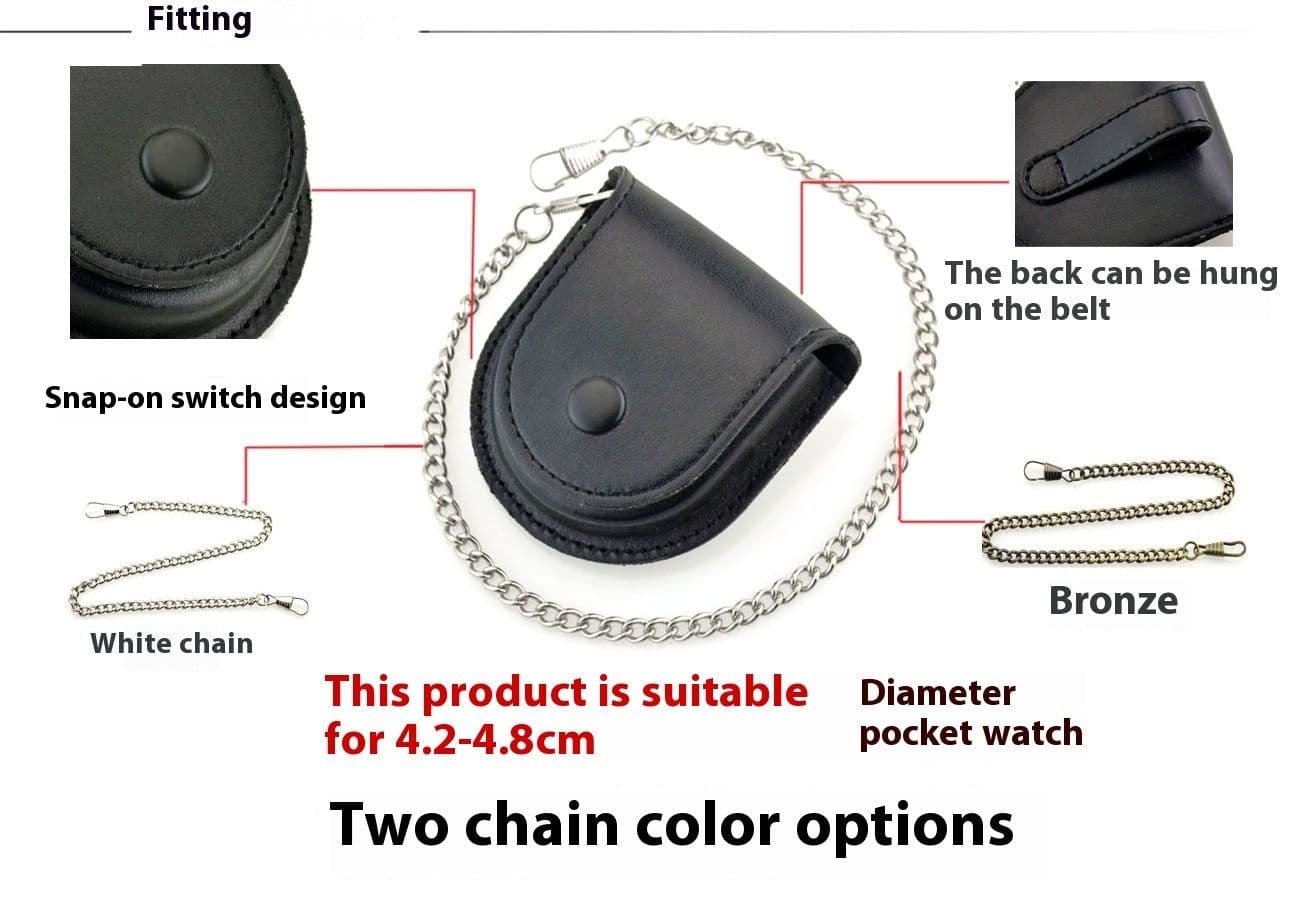 image-New Black 181 Retro Denim Leather Pocket Watch