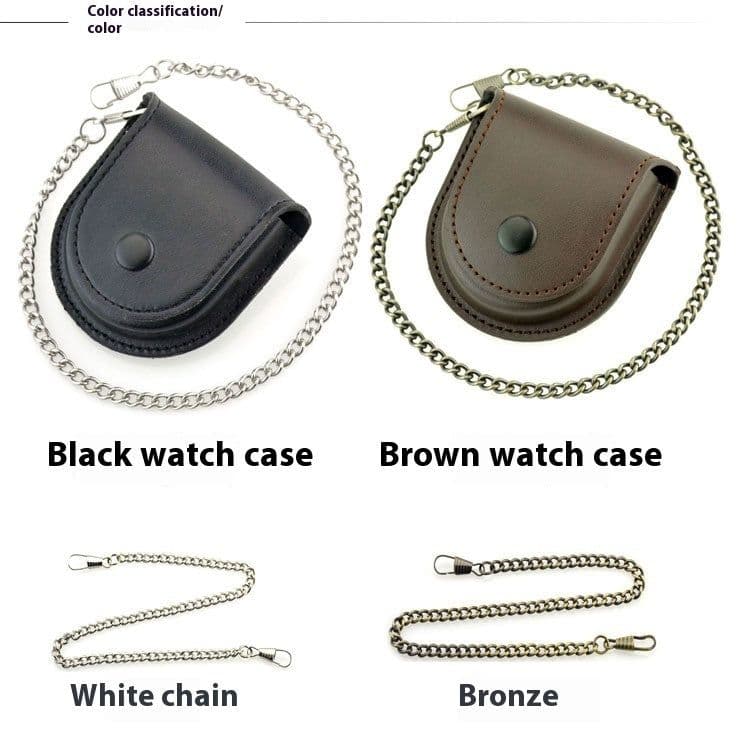 image-New Black 181 Retro Denim Leather Pocket Watch