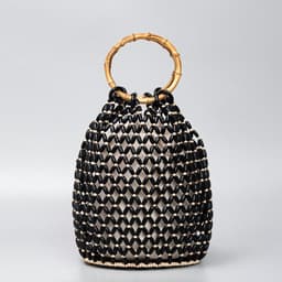 image-Women's Woven Hollow Bucket Bag Niche