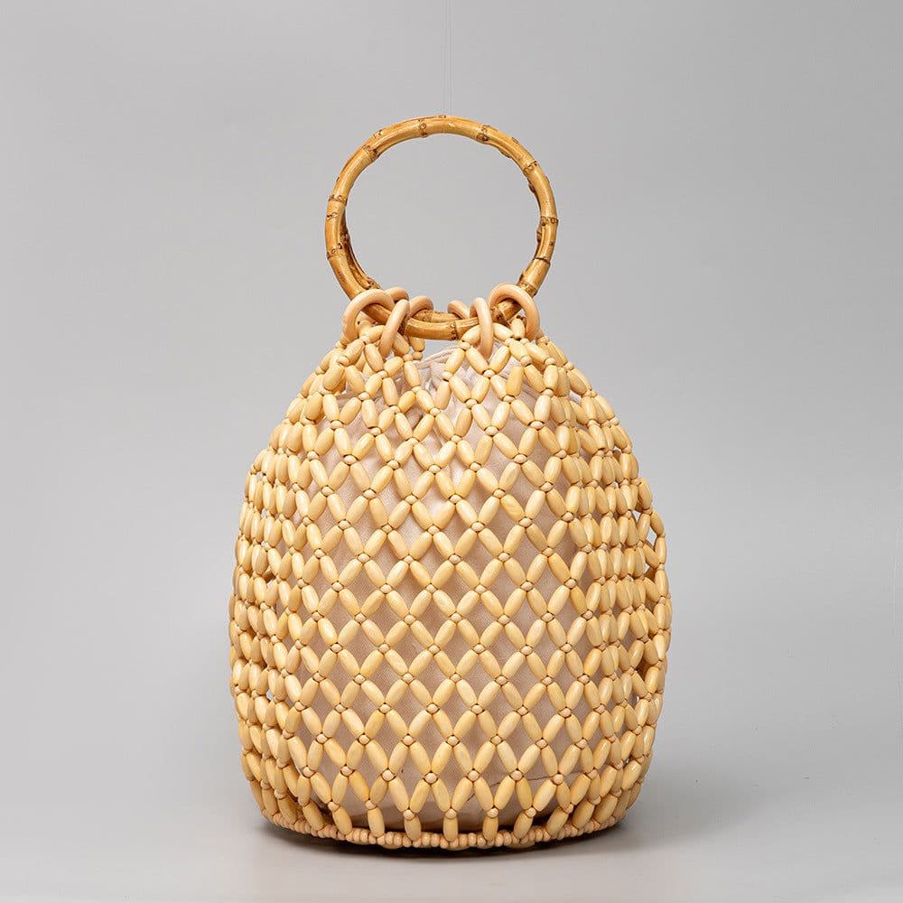 image-Women's Woven Hollow Bucket Bag Niche