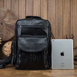 image-Casual Cowhide Large Capacity Backpack Men's Dermal Leather Men's Backpack Schoolbag Fashion
