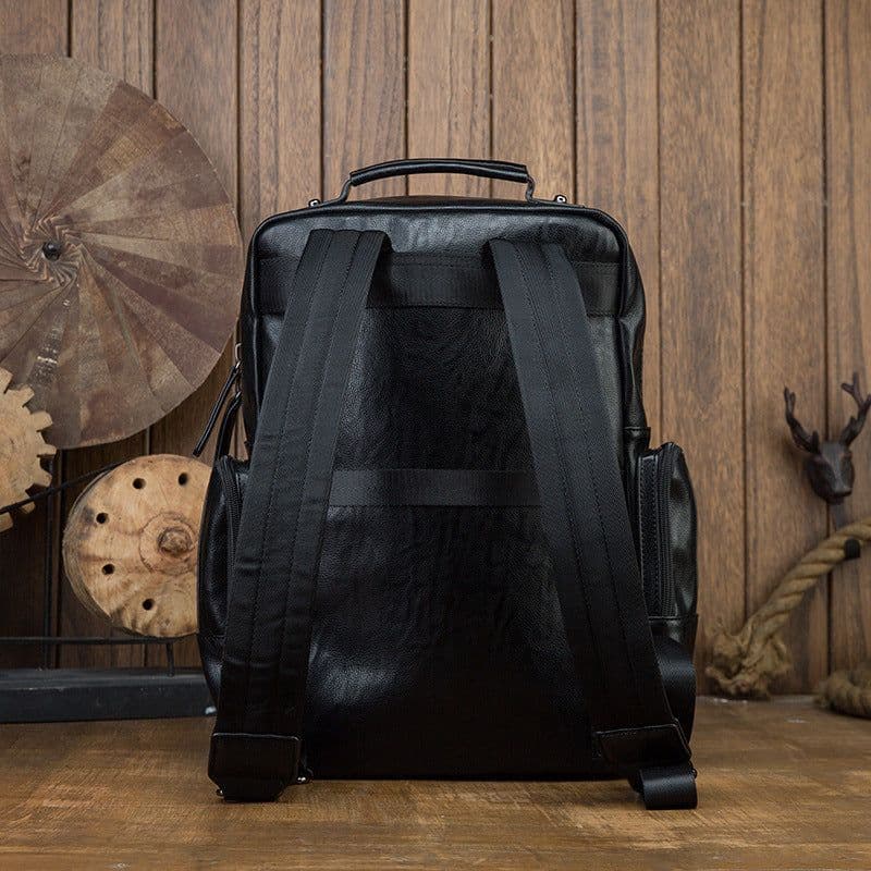 image-Casual Cowhide Large Capacity Backpack Men's Dermal Leather Men's Backpack Schoolbag Fashion