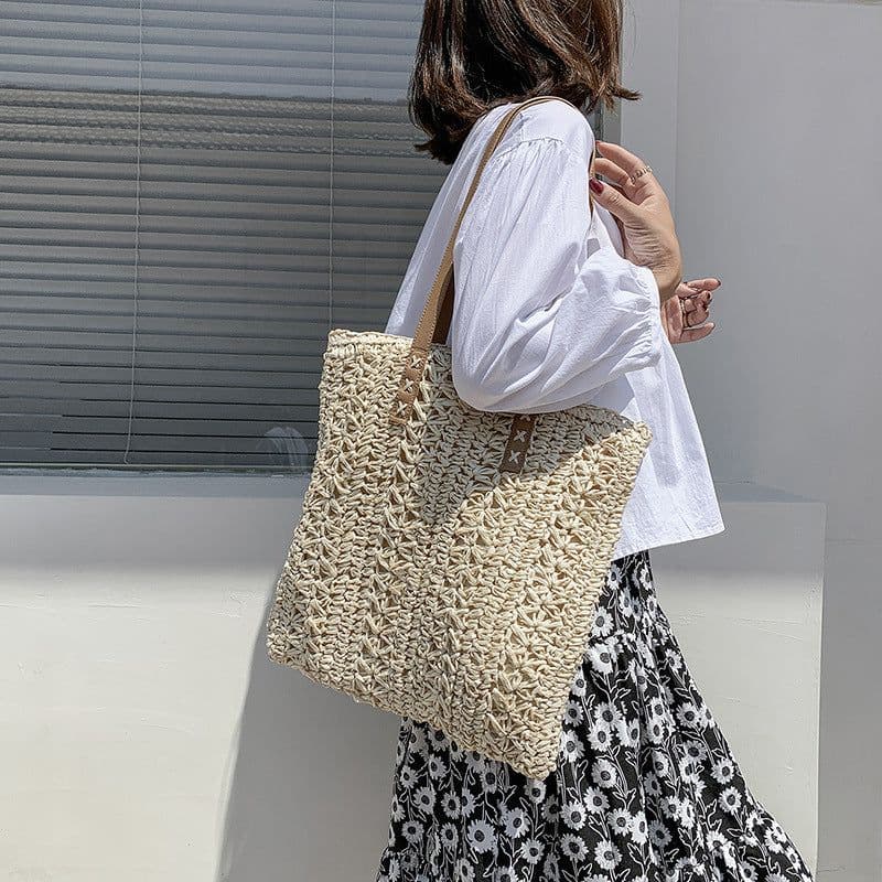 image-Summer Beach Straw Woven Large-capacity Crossbody Bag