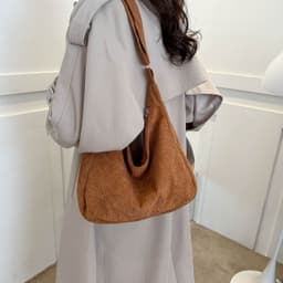 image-Simple Corduroy Shoulder Bag Fashion Canvas