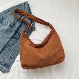 image-Simple Corduroy Shoulder Bag Fashion Canvas