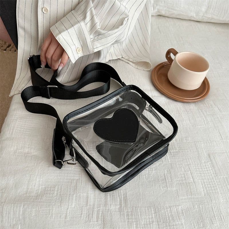 image-Trendy Transparent Women's Love Messenger Bag