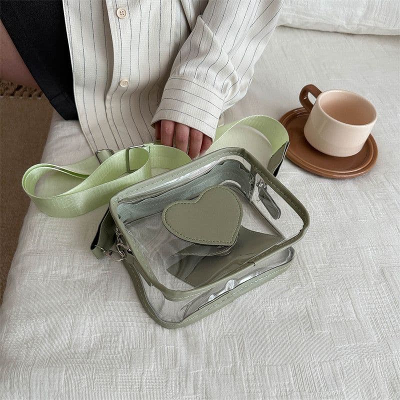 image-Trendy Transparent Women's Love Messenger Bag