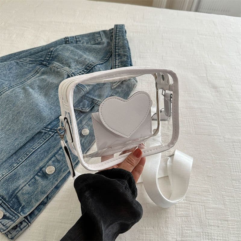 image-Trendy Transparent Women's Love Messenger Bag
