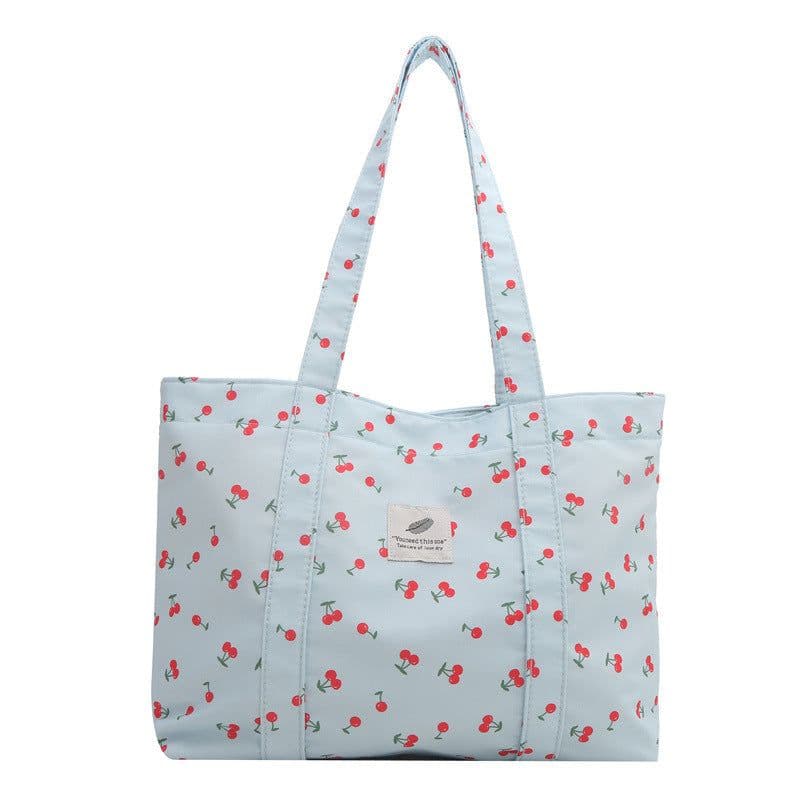 image-Large Capacity Floral Nylon Shoulder Bag