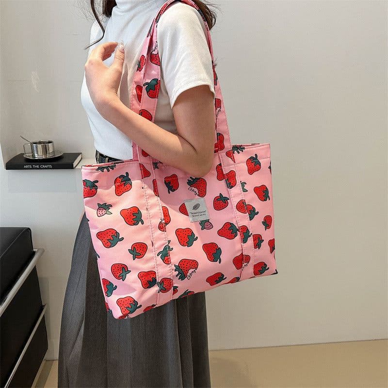 image-Large Capacity Floral Nylon Shoulder Bag